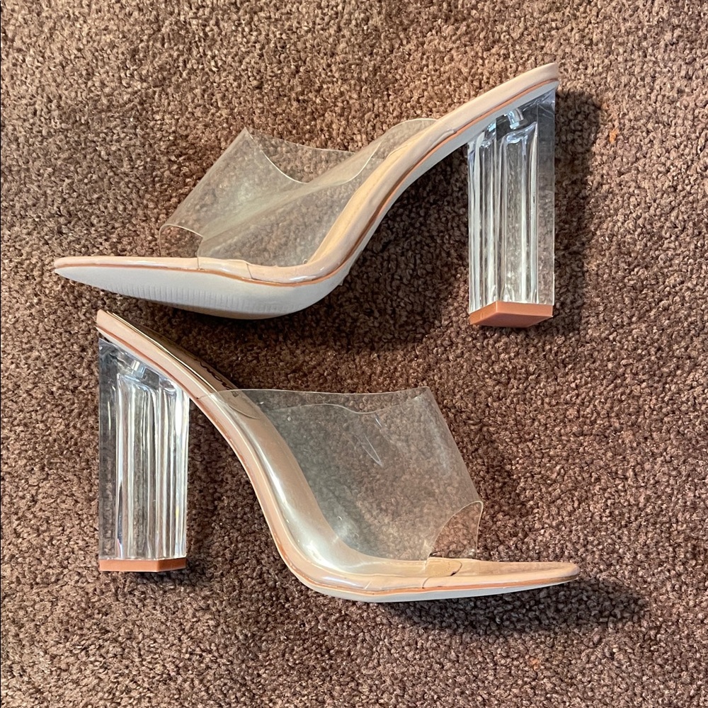 Fashion Nova Clear Block Heel Sandals